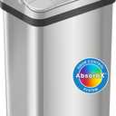 iTouchless 15 Liter / 4 Gal Sensor Bathroom Trash Can with Lid and AbsorbX Odor Filter, Stainless Steel Small Waste Basket, Includes Air Freshener Fragrance Pack, Home Office Bedroom Livingroom (Silver)