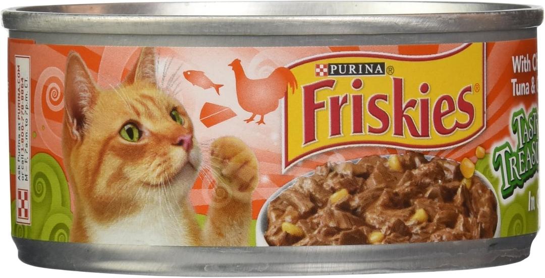 Friskies Canned Tasty Treasures Cat Food, Chicken & Tuna, 5.5 oz, 1 pack (EXP 03/02/26)