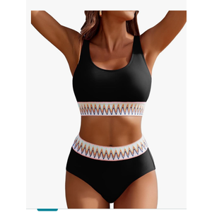 AI'MAGE Women's Bikini Sets High Waisted Two Piece Sporty Swimsuits High Cut Tummy Control Bathing Suits (M)
