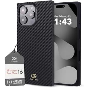 Cocomii - Rectangle Case Compatible with iPhone 16 Pro Max - Compatible with MagSafe, Carbon Fiber Texture, Aramid Pattern, Glossy, Magnetic Phone Case for iPhone 16 Pro Max 6.9 inch, Black Cocomii - Rectangle Case Compatible with iPhone 16 Pro Max - Compatible with MagSafe, Carbon Fiber Texture, Aramid Pattern, Glossy, Magnetic Phone Case for iPhone 16 Pro Max 6.9 inch, Black