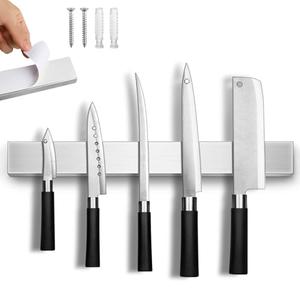 Magnetic Knife Holder for Wall, No Drilling Magnetic Knife Strip Adhesive Knife Holder Magnet Knife Bar, Wall Mount Knife Rack Block Metal Tool Holder for Utensils RV Kitchen Organization, 12 Inch