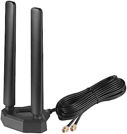 Tri-Band WiFi 6E Antenna - 2.4GHz, 5GHz & 6GHz - Magnetic Base for Routers, PCs & Gaming Motherboards