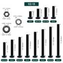1/2-13 x 2 Hex Bolts with Nuts and Washers (6 Sets), 18-8 (304) Stainless Steel, External Hex Drive, Black Oxide Coated Hexagon Head Bolts Screws, Fayeploo