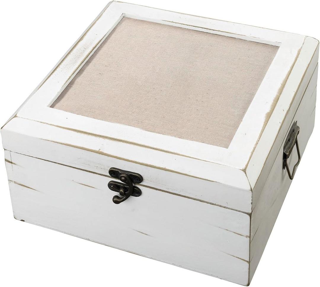 Lillian Rose Antique Rustic Wooden Wedding Card Box Decor, White