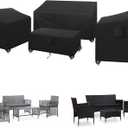 SIRUITON Patio Furniture Covers 4 Piece Set, Outdoor Furniture Cover Waterproof, Patio Furniture Set Covers, Heavy Duty Durable and Water Resistant Fabric, Fit for Chairs, Couch, Coffee Table, Black