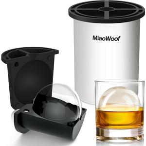 Clear Ice Cube Maker, 2.5 Inch Stainless Steel Crystal Large Clear Ice Ball Maker, Silicone Ice Cube Mold for Cocktails, Drinks & Bourbon, Whiskey Gifts for Men (1 Pack) (White)