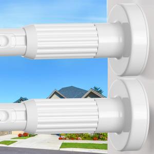 2Pack Long Tension Rod 41-126inch White Tension Curtain Rods no Drilling 1.26" Diameter Adjustable Outdoor Curtain Rod for Patio,Windows,Shower,Doorway,Heavy Duty Spring Rods