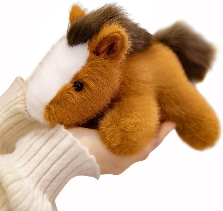 PEACH CAT Horse Stuffed Animal 7.8" Cute Plushies Small Plush Toys Gifts for Kids Brown