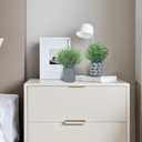 4 Pack Small Fake Plants, Fake Grass Plant, Artificial Boxwood & Rosemary, Lavender with Geometric Pattern Cement Pots, Small Potted Faux Greenery for Home Decor, Office, Indoor&Outdoor Decor