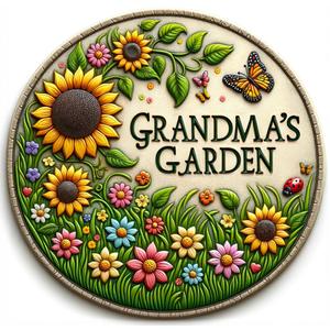 VEOJEIN Grandma's Garden Stepping Stone 9.45’ Durable Garden Décor with 3D Hand-Painted Sunflower Design – Gift for Grandma, Mom, Wife, Mother’s Day, Christmas, Birthdays