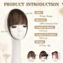 SOFEIYAN Clip in Bangs 100% Real Human Hair Extensions Clip On Wispy Bangs Air Bangs Fringe With Temples Hairpieces Brown Natural Hair Clip in Hair Extension Curved French Bangs for Women Daily Wear