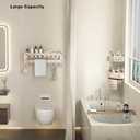 VOLPONE Corner Shower Caddy Suction Cup Shower Shelf Corner No Drilling Bathroom Shower Organizer Storage Rack Adhesive with Towel Bar Hooks(2-Pack, Ivory)