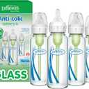 Dr. Brown's Anti-Colic Options+ Narrow Glass Baby Bottle with Level 1 Slow Flow Nipple, BPA-Free, 8 oz/250 mL, 0m+, 4-Pack 