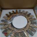 Honiway Boho Wall Decor 21 inch Wall Mirror Rustic Wood Decorative Mirror for Room Decor Rustic Home Decor Farmhouse Wall Decor at Living Room Bedroom Bathroom Hallway Trilcolor