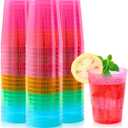 100 Count 10oz Disposable Tumblers Neon Cups for Party, 10oz Disposable Hard Multicolor Plastic Cups, Plastic Margarita Glasses (10, ounces)