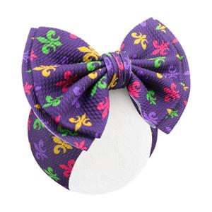 YanJie 7'' Mardi Gras Baby Bows for Girls Carnival Headbands for Infant Toddlers Purple Hair Bow Accessories Double Layered Parade Outfits for Girl Baby Hair Accessory Gift