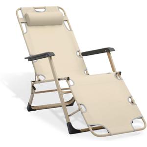 MoNiBloom Folding Reclining Patio Chair, 3-Position Patio Lounger Folding Chairs with Adjustable Backrest and Headrest for Backyard Poolside Lawn, 330lbs Capacity