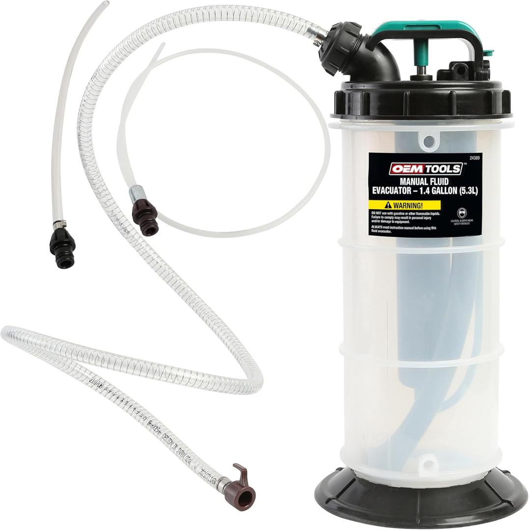 OEMTOOLS 24389 Manual Fluid Extractor, 5.3L Oil Extractor, Automotive Tool for Engine Oil, Transmission Fluid, and Coolant