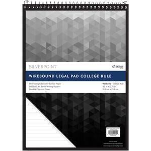 Іуе ща 2, Silverpoint Top Wire Legal Pad, College Rule, Heavy Back, 8.5 x 11.75 Inches, 70 Sheets, Protective Cover, Gray/Black (51073) And BIC Pen