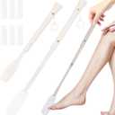 Toe Cleaning Brush, Foot Brush in Shower with 6Pcs Soft Drying Covers, Long Handle Toe Lotion Applicatorn for Seniors, Elderly, Disabled Men and Women (16"-28" Long)