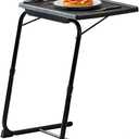 Rubypin Multifunction TV Tray Table - Folding TV Tray on Bed & Sofa with Cup Holder, Comfortable Folding Table with 6 Height & 3 Tilt Angle Adjustments (Black)