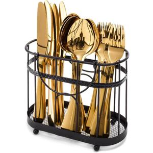Utensil Holder, Picnic Silverware Caddy with Handle, Metal Mesh Cutlery Holder for Countertop for Egg, Onion, Garlic, Fork, Spoon, Napkin, Camping, Party