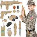 GIFTINBOX Kids Army Soldier Dress Up Costume Role Play Set, Deluxe Christmas Gift for Kids Boys Aged 3-12