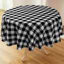 Waterproof Plaid Tablecloth Fabric - Round 50 Inch Classic Gingham Checker Table Cloth for Indoor/Outdoor Use - Buffalo Table Cover for Picnics, BBQs, and Parties