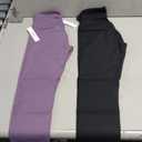 ODODOS 2-Pack High Waist Workout Capris for Women, 19" Tummy Control Athletic Running Cropped Leggings, Black+Ash Violet, X-Small