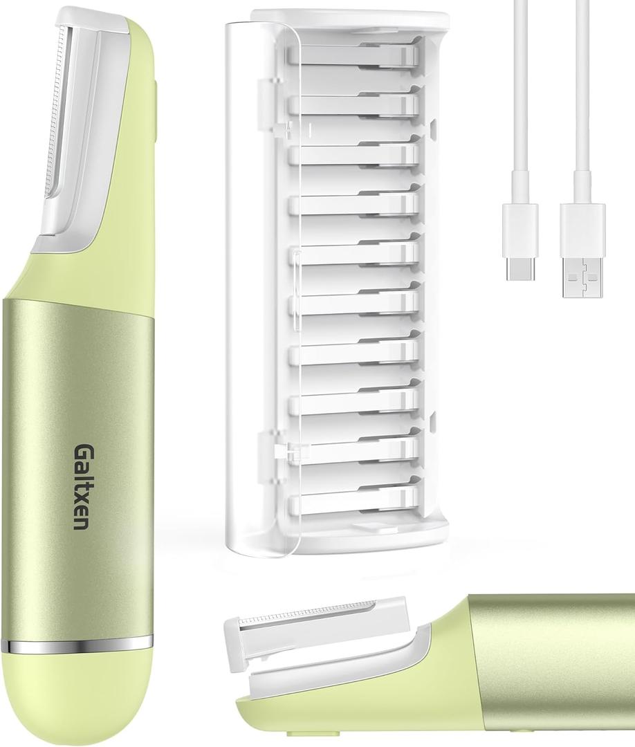 Sonic Dermaplane Razor for Women Face Beauty Face Epilator, Exfoliation & Peach Fuzz Facial Hair Removal for Women, Electric Face Razors Shaver Trimmer Anti-Aging 3 Speeds & 10 Refill Blades, Green