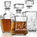 Whiskey Decanter, Decanters Set of 3, Glass  Bottle and Bourbon Unique Whiskey Bar and Party Decorations (28oz*2, 31oz*1) (hyaline)