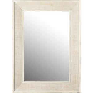 Creative Co-Op Rectangle Wood Framed Wall Mirror with Rattan Detail, Natural