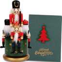 Sanchamy Handmade Nutcracker Music Box Wooden Wind Up Clockwork Musical Box with Retro Nutcracker Solider Christmas Decor for Home Party