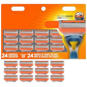 24Pcs Premium Razor Blades for Men compatible gillette fusion 5 blades refills -5-Layer Stainless Steel Refills Compatible with Fusion 5 Style Razors,Smooth Shaving Replacement Cartridges Value Pac