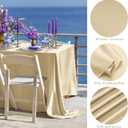 TURSTIN 8 Packs Champagne Satin Tablecloth 102 x 58 Inch Overlay Satin Table Cover Rectangle Bright Silk Tablecloth Smooth Fabric Table Decoration for Wedding Banquet Party Events