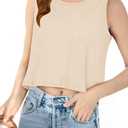 CharmWM Girls Summer Tank Tops Sleeveless Loose Fit Basic Shirts Cute Athletic Crew Neck Blouse Beige, 130