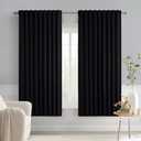 MIULEE Black Back Tab Blackout Curtains 63 Inches Long 2 Panels Set for Living Room Bedroom Privacy, Halloween Rod Pocket/Pinch Pleat Thermal Insulated Room Darkening Pleated Light Blocking Drapes