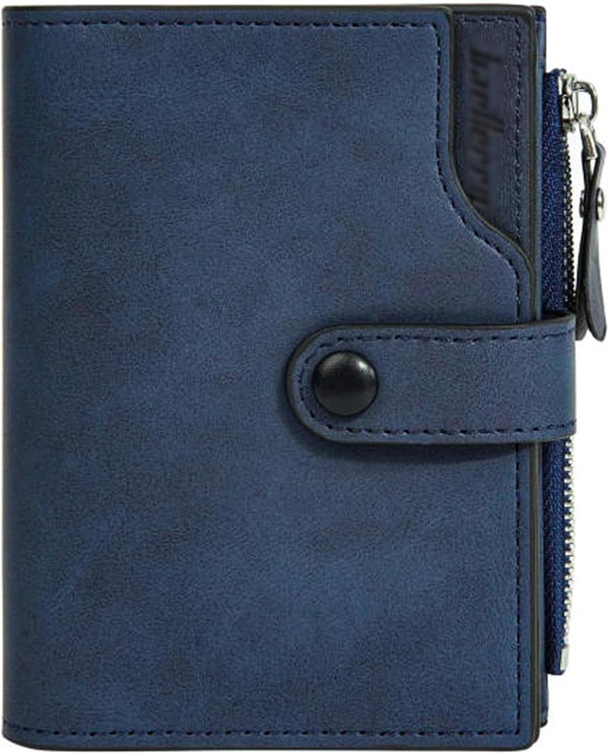 Wallet for Men Large Capacity Leather RFID Blocking Trifold Wallet with 2 ID Windows and 15 Card Holders