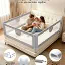 omzer 3-Piece King Size Bed Rails for Toddlers with Pocket
3 Pack 78.74"x78.74"x74.8", Height Adjustable, Pocket Storage, Non-toxic Oxford Fabric, Three-Sided Protection, Grey