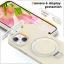 Soft Liquid Silicone Case for iPhone 13/14 with Magnetic Invisible Stand, Military Grade Shockproof Protection, Anti-Scratch Microfiber Lining Covers for iPhone 14/13, White