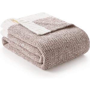 Snuggle Sac Heather Taupe Throw Blanket for Couch, Oversized Throw XL Super Soft Warm Blankets Cozy Knit Fuzzy Lightweight Throws for Sofa, Bed, Living Room, Taupe, 50x70 inches