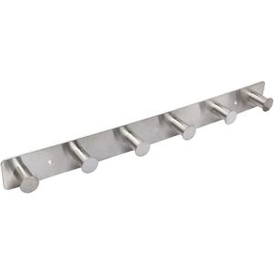 Coat Rack Wall Mounted Adhesive & Screw in, Stainless Steel Metal Coat Hooks for Door, Hook Rail with 6 Round Hangers for Hanging Hat Towels Clothes, Silver