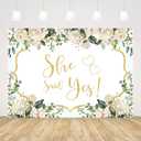 10x7ft She Said Yes Backdrop Pink Floral Bridal Shower Decorations Bachelorette Bride to Be Engagement Party Decorations She Said Yes Banner Photo Shoot Props
