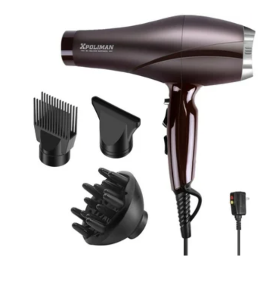 Xpoliman 2000 Watt Hair Dryer, Negative Ionic Blow Dryer with Diffuser Concentrator Comb, 2 Speed 3 Heat Settings, Low Noise Long Life , Blue