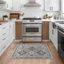 SERISSA 2x3 Washable Small Entry Rug,Soft Non Slip Indoor Boho Throw Rug for Entryway Kitchen Bedroom Dorm Bedside Front Door,Moroccan Geometric Carpet,Dark Grey