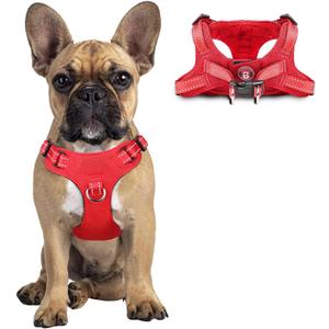 Dog Harness Step in Dog Vest Harness, Reflective Adjustable Puppy No Pull Harness Breathable Soft for Dogs Cats, Red, S