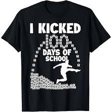 I Kicked 100 Days Of School Soccer 100th Day Balls For Boys T-Shirt
