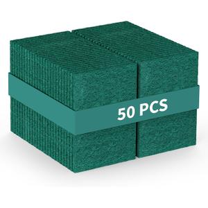 50-Pack Heavy Duty Green Scouring Pads 4x6 Inch | Reusable Non-Scratch Scrub Pads for Kitchen, Dishes, Pots, Pans, Grills & Household Cleaning | Multipurpose Scrubbers for Tough Stains