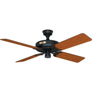 Hunter 52 inch Outdoor or Indoor Ceiling Fan No Light - Black Ceiling Fan without Light, For Patio, Porch, Garage, or Living Room, Standard Mount, 5 Blades, Pull Chain - Original 23838, Matte Black