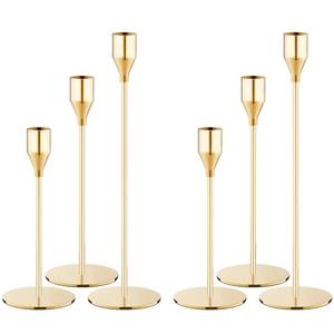 NLBTW French Gold Candle Holder Set of 6, Metal Candlestick Holders for Table or Mantel Decor Centerpiece, Candle Stick Holder Decor for Wedding, Dinning, Party or Anniversary